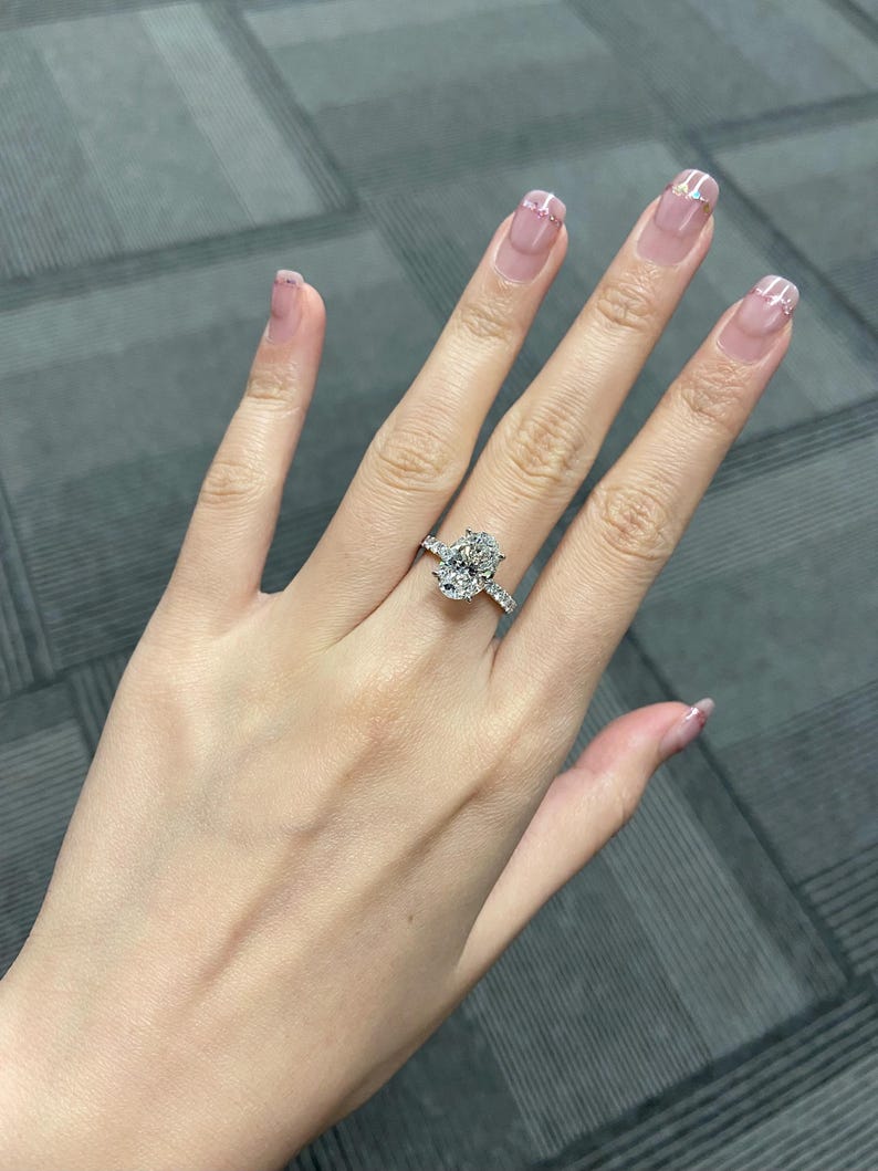 Marquise Shaped Three Stone Lab Grown Diamond Engagement Ring